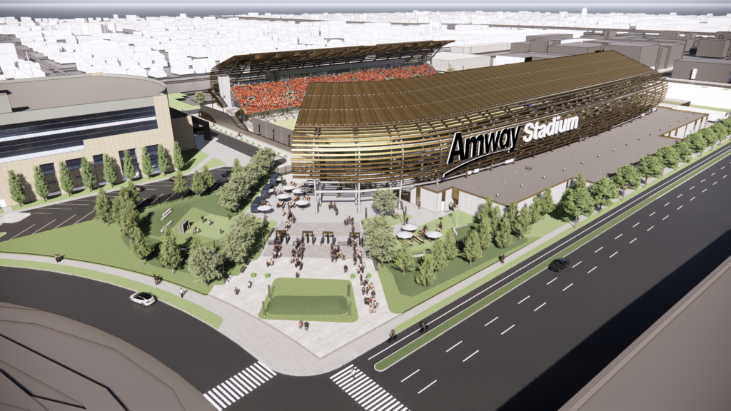 Rendering of Amway Stadium Northwest Entry in Grand Rapids